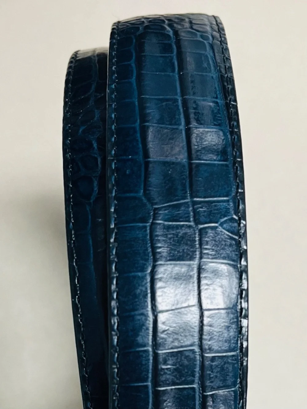 Vintage Brighton Classics Reptile Print Embossed Leather Midnight Navy Size L 34